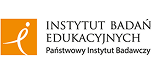 Logo Instytutu Badań Edukacyjnych. Po lewej stronie znajduje się pomarańczowy kwadrat z białą abstrakcyjną figurą. Po prawej stronie znajduje się nazwa Instytutu Badań Edukacyjnych w dużym tekście nad 