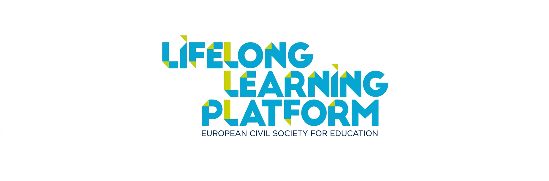 Logo organizacji Lifelong Learning Platform, które składa się z dużych drukowanych liter i napisanej nimi całej nazwy organizacji. Większość liter jest niebieska, a litera "l" w każdym słowie jest w kolorze zielonym. Pod nazwą organizacjami, mniejszymi drukowanymi literami jest uzupełnienie nazwy organizacji "European Civil Society for Education" napisane szarymi literami.
